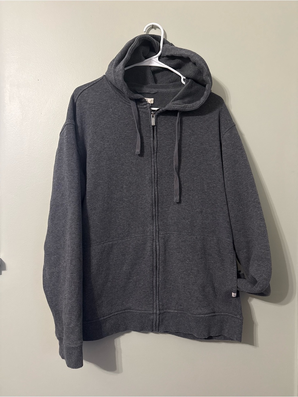 UGG Men’s Gordon Full-Zip Hoodie Charcoal Heather Gray Fleece Size L